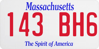 MA license plate 143BH6