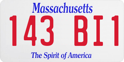 MA license plate 143BI1