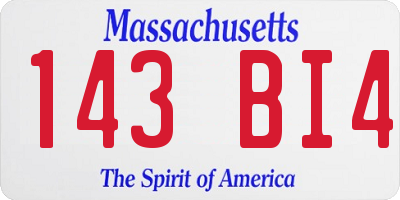 MA license plate 143BI4