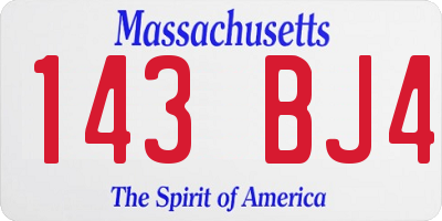 MA license plate 143BJ4