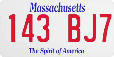 MA license plate 143BJ7