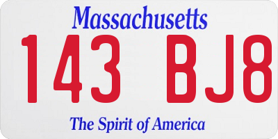 MA license plate 143BJ8