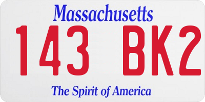 MA license plate 143BK2