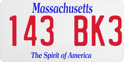 MA license plate 143BK3