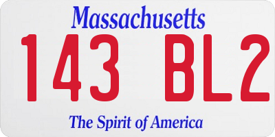 MA license plate 143BL2