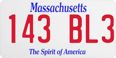 MA license plate 143BL3