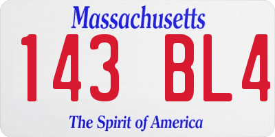 MA license plate 143BL4