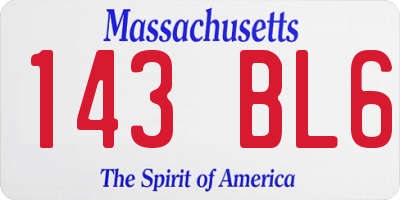MA license plate 143BL6