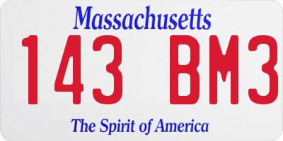 MA license plate 143BM3