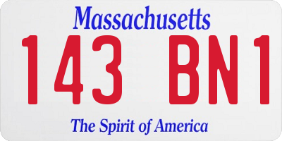 MA license plate 143BN1