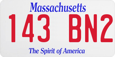 MA license plate 143BN2