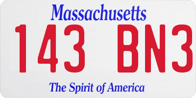MA license plate 143BN3