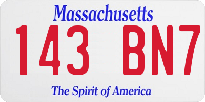 MA license plate 143BN7