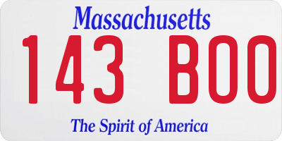 MA license plate 143BO0