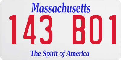 MA license plate 143BO1
