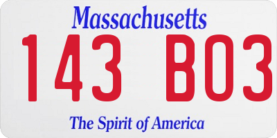 MA license plate 143BO3