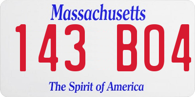 MA license plate 143BO4
