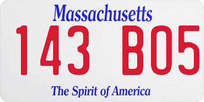 MA license plate 143BO5