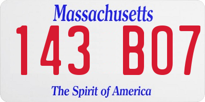MA license plate 143BO7