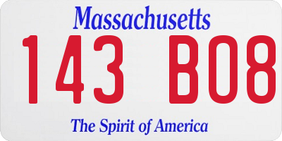 MA license plate 143BO8
