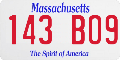 MA license plate 143BO9