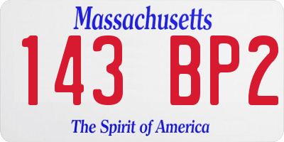 MA license plate 143BP2