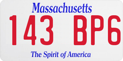 MA license plate 143BP6