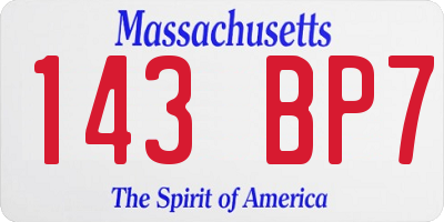 MA license plate 143BP7