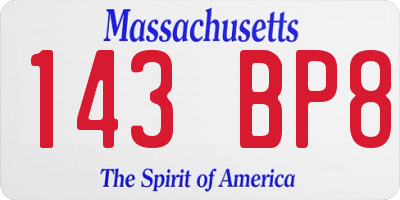 MA license plate 143BP8