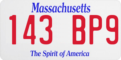 MA license plate 143BP9
