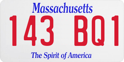 MA license plate 143BQ1