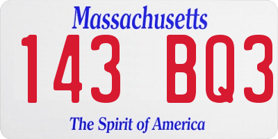 MA license plate 143BQ3