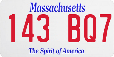 MA license plate 143BQ7