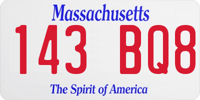 MA license plate 143BQ8