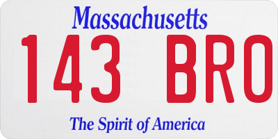 MA license plate 143BR0