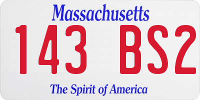 MA license plate 143BS2