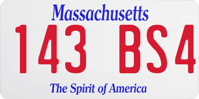 MA license plate 143BS4