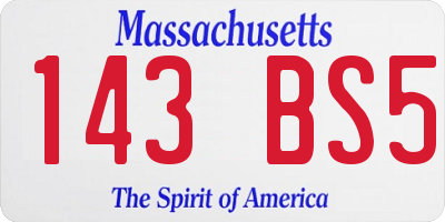 MA license plate 143BS5