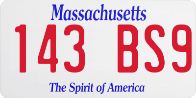MA license plate 143BS9