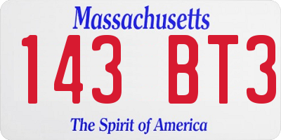 MA license plate 143BT3