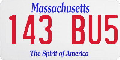 MA license plate 143BU5