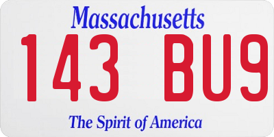 MA license plate 143BU9
