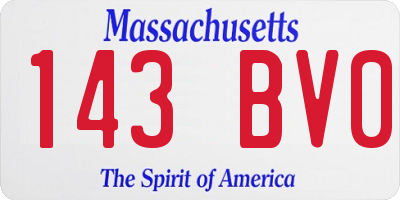 MA license plate 143BV0
