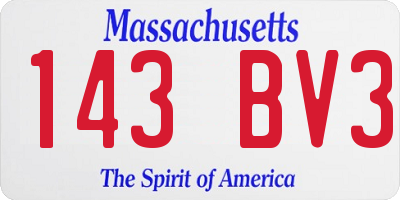 MA license plate 143BV3