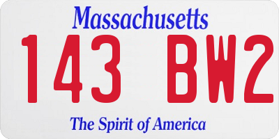 MA license plate 143BW2