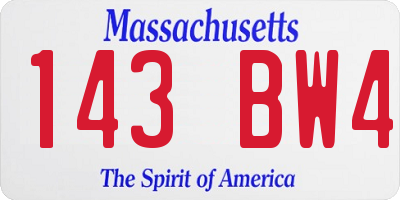 MA license plate 143BW4