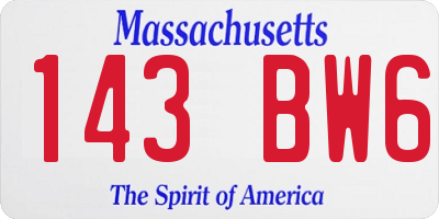 MA license plate 143BW6