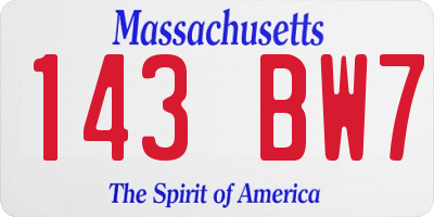 MA license plate 143BW7