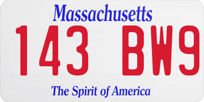 MA license plate 143BW9