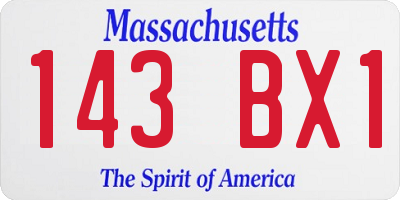MA license plate 143BX1